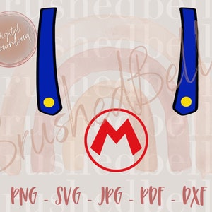 Mario Bros svg, Fantasia de Mario bros, Fantasia de Super Mario, Super Mario svg, Suspensórios de Mario Bros svg, Cricut, Silhueta, Download instantâneo