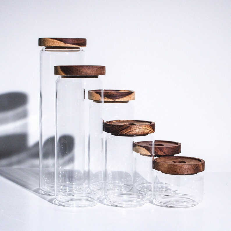 HOLETOP Stackable Glass Canister Glass Container Glass Jar Etsy