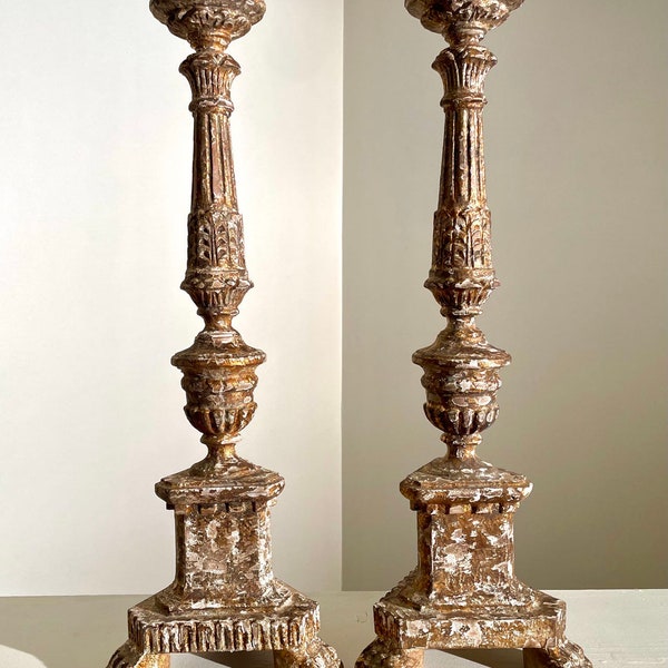 Bougeoir haut rustique en bois de Style Antique, grand classique