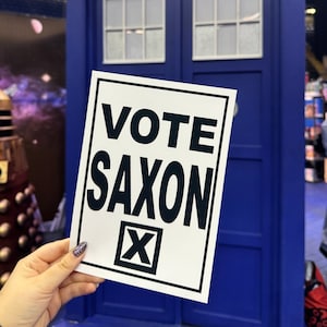 VOTE SAXON Art Print | Doctor Who Inspired Poster, Whovian Gift, Nerd Poster, Whovian Decor, The Master, Harold Saxon, UK Election Party