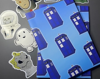 Tardis A5 Reusable Sticker Book | Doctor Who Stationery, Whovian Gift, Nerd Scrapbook, Dr Who Accessories, Vinyl Sticker Book, Sticker Album
