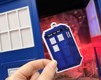 TARDIS Glossy Sticker | Doctor Who, Whovian Gift, Nerd Laptop Sticker, Whovian Decal, Doctor Who Stickers, Dr Who Art, Sci Fi Sticker