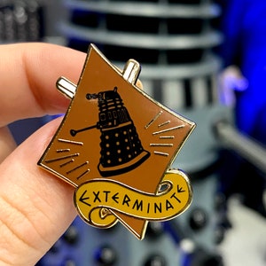 Dalek Hard Enamel Pin | Doctor Who Inspired Lapel Badge, Whovian Gift, Dr Who Enamel Pins, Cosplay Accessories, Time and Space, Villain