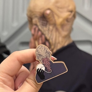 Ood Wooden Pin | Doctor Who Inspired Lapel Badge, Whovian Gift, Dr Who Wooden Pins, Cosplay Accessories, Time and Space, Sci Fi Monster