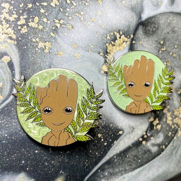 Baby Groot Hard Enamel Fantasy Pin | Pearl Swirl Pin, Glitter Effect Lapel Pin, I Am Groot, GOTG, Marvel Cosplay, Disney Pins, Avengers Gift