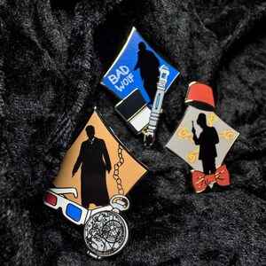 11th Doctor Hard Enamel Pin | Doctor Who Inspired Lapel Badge, Whovian Gift, Dr Who Enamel Pins, Cosplay Accessories, Time and Space Pins image 2