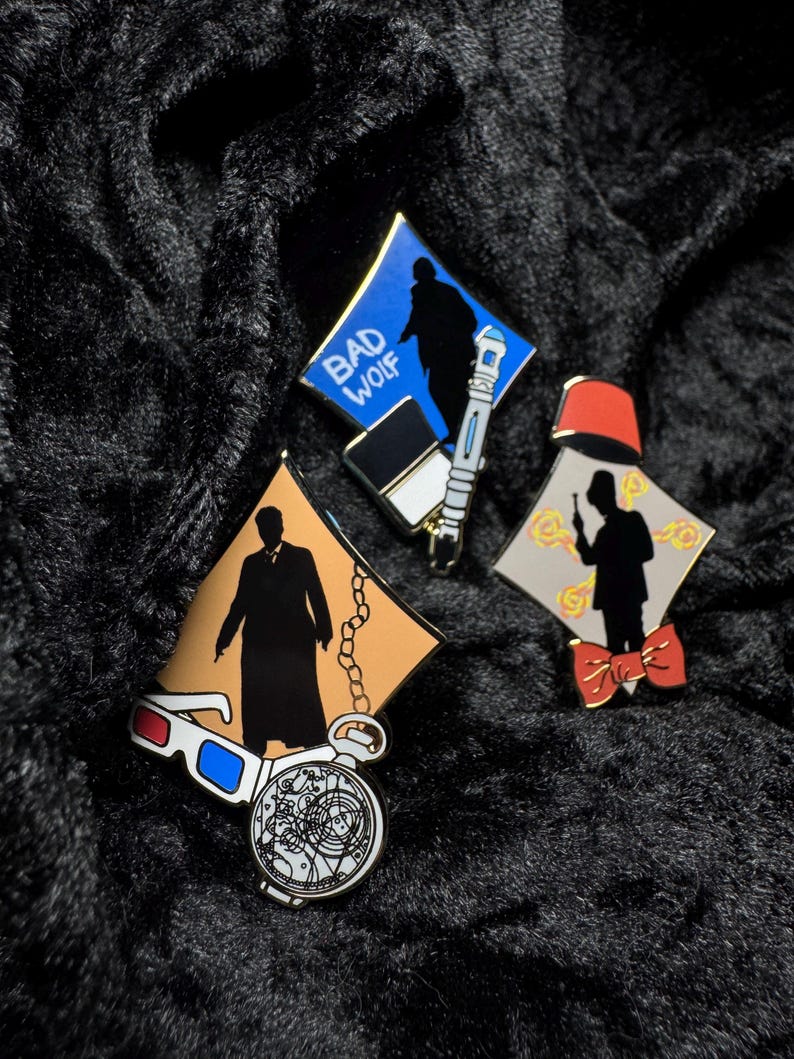 11th Doctor Hard Enamel Pin | Doctor Who Inspired Lapel Badge, Whovian Gift, Dr Who Enamel Pins, Cosplay Accessories, Time and Space Pins image 2