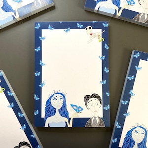 Corpse Bride Notepad | Victor and Emily, Spooky Journal, Bookish list planner, Tim Burton Gift, Disney Stationey, Halloween, Scraps & Maggot