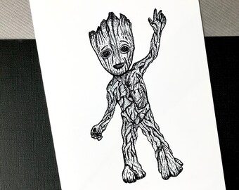 Baby Groot Art Print Guardians of the Galaxy Dot Work - Etsy Canada