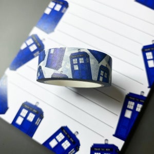 Tardis Washi Tape | Doctor Who Stationery, Whovian Gift, Nerd Scrapbook, Sci Fi Packing Tape, Dr Who Accessories, Eco Friendly Parcel Tape