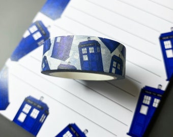 Tardis Washi Tape | Doctor Who Stationery, Whovian Gift, Nerd Scrapbook, Sci Fi Packing Tape, Dr Who Accessories, Eco Friendly Parcel Tape