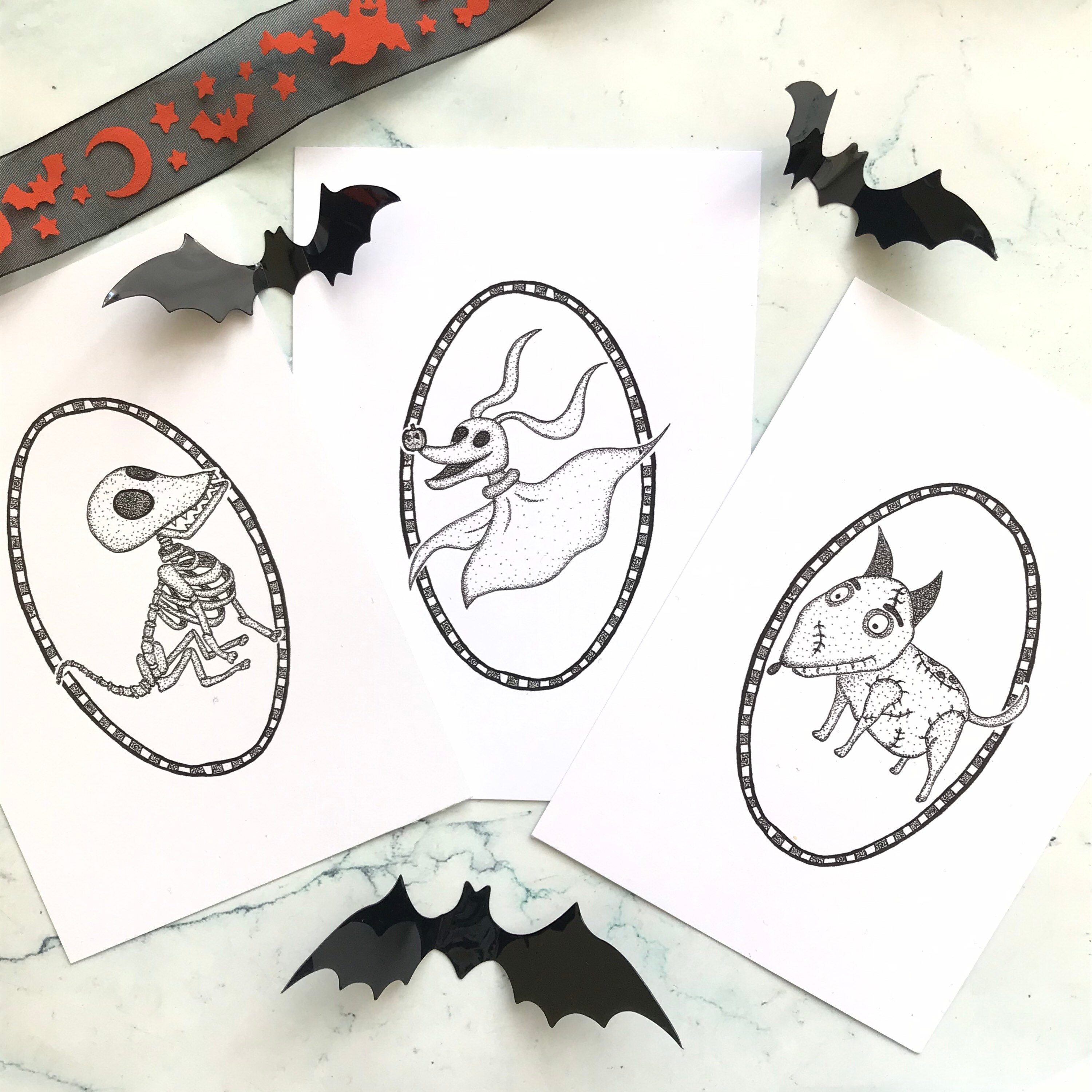 Gruselige Hunde Tim Burton inspiriert Druck Schrott Etsy