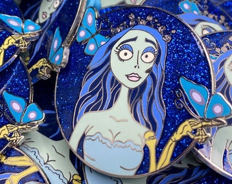 Emily Hard Enamel Pin | Tim Burton Pin, Halloween Badge, Corpse Bride Pin, Spooky Accessory, Gothic Brooch, Helena Bonham Carter Gift