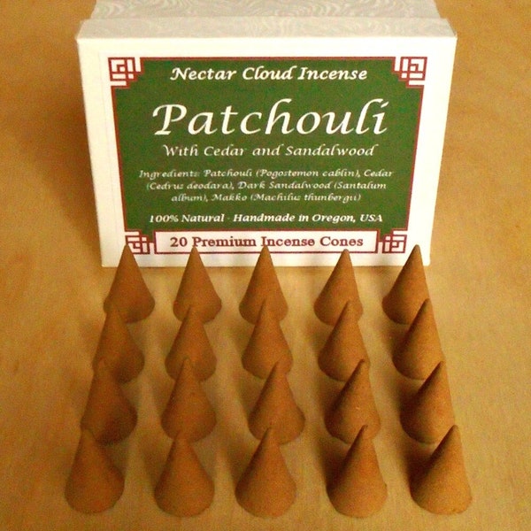 Patchouli, Cedar and Sandalwood Incense Cones (20 cones box)