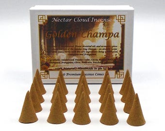 Golden Nag Champa Incense Cones: Handmade Natural Floral Aroma