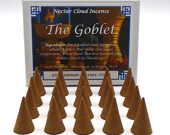 Sandalwood, Red Cedar and Copal Incense Cones - The Goblet - Handmade Natural Cones