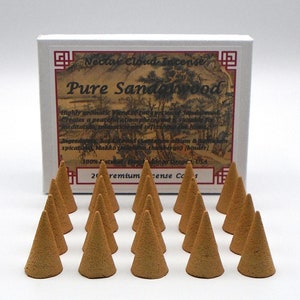 Pure Sandalwood Incense Cones (20 cones box), Natural Handmade Incense, Nature Incense, Santalum Spicatum and Santalum album Incense Cones