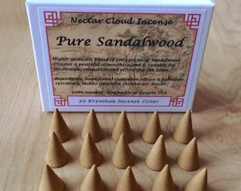 Pure Sandalwood Incense Cones (20 cones box)