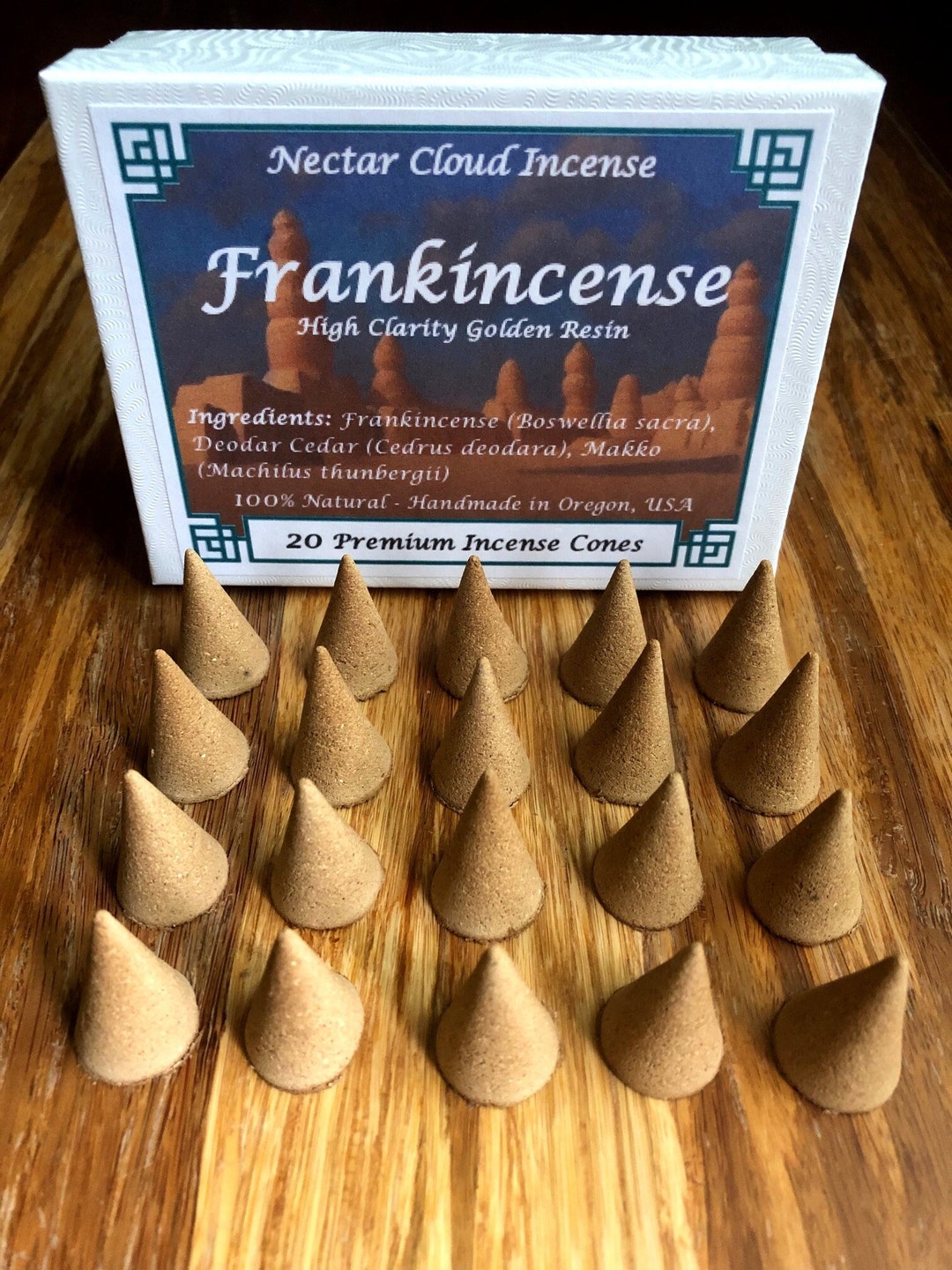 Frankincense Cedar Incense Cones 20 Cones Box, Natural Frankincense