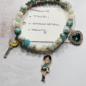 Sailor moon inspired , Handcrafted &quot; Fancy stretch - Gemstone &quot; Bracelets for Women Girls  | Moon princess |  Celestial fantasy bracelet