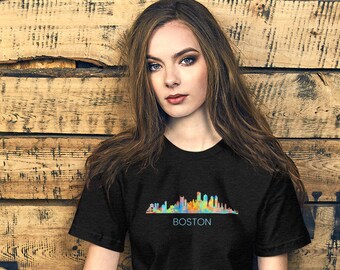 Boston Massachusetts Shirt, colorful paints, boston, massachusetts, masshole, MA, BOS, cool shirt, unisex shirt, graphic t-shirt