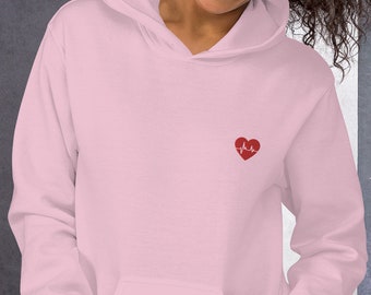 Heartbeat Hoodie, customizable, gift, friends, family, valentines day, love, heart, cute, men, women, girlfriend, boyfriend, spouse
