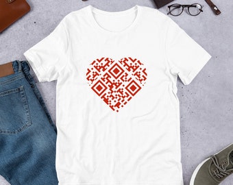 Custom Personalized Heart QR Code Shirt, Valentines Day, valentine, gift, girlfriend, boyfriend, husband, wife, fiance, friend, love, cute