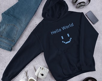 Hello World Unisex Hoodie, computer science hoodie, coding hoodie, cute, tech, science hoodie, computer, men, women, unisex