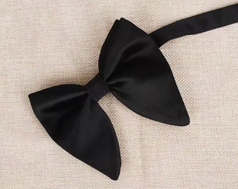 Oversized Wedding Black Bow Tie / Groomsmen Bowtie/ Men’s Big Bow Ties