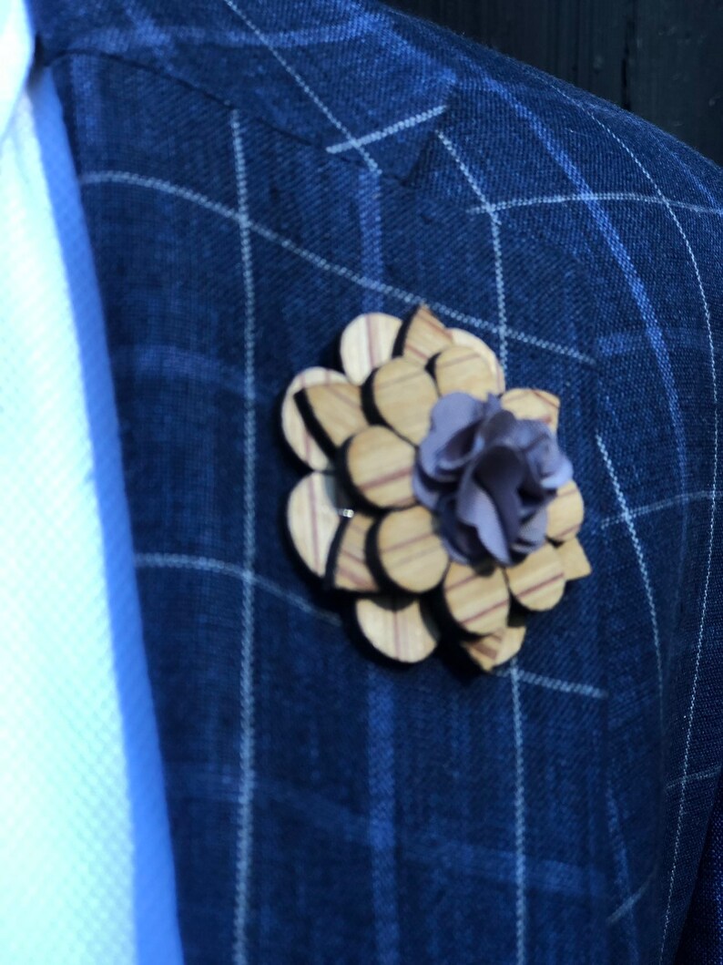 Wooden Flower Lapel Pin Enamel Pin Wood Wedding Lapel Pin Etsy