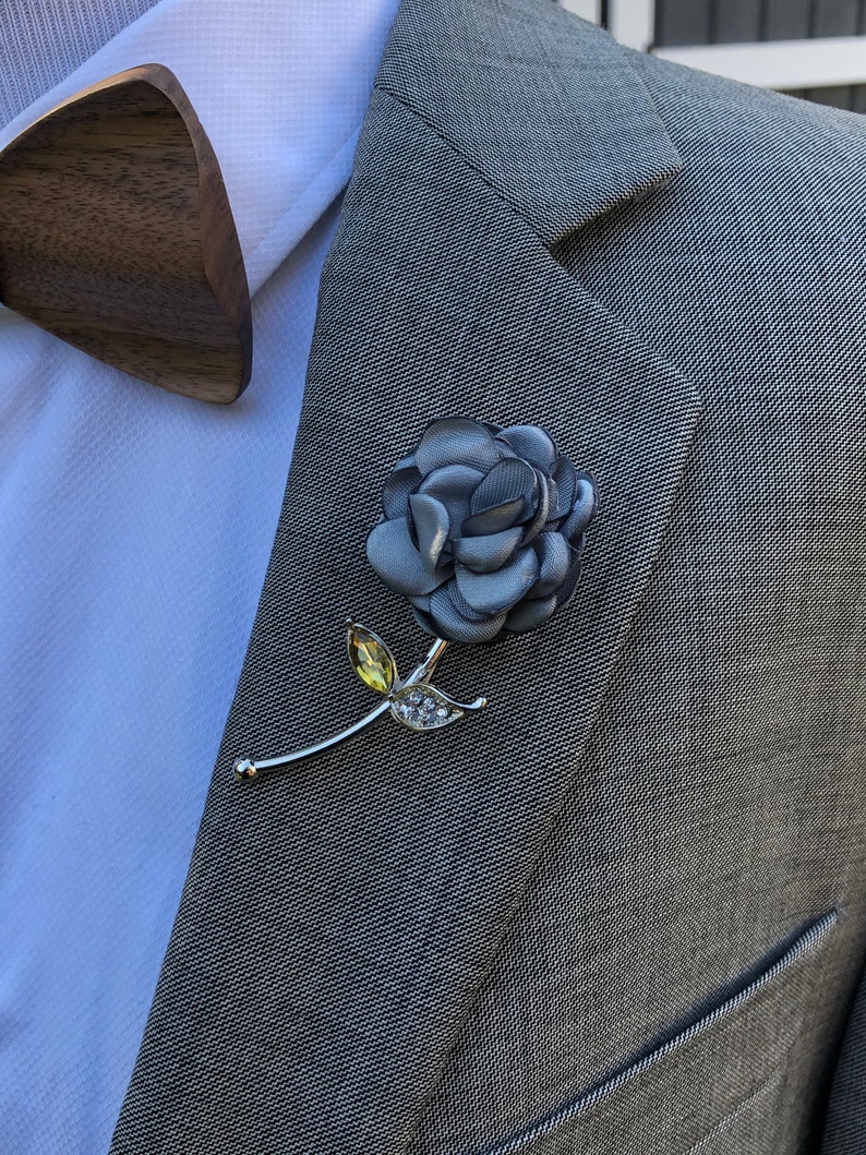 Rose Flower Gray Lapel Pin Enamel Pin Wedding Lapel Pin Etsy