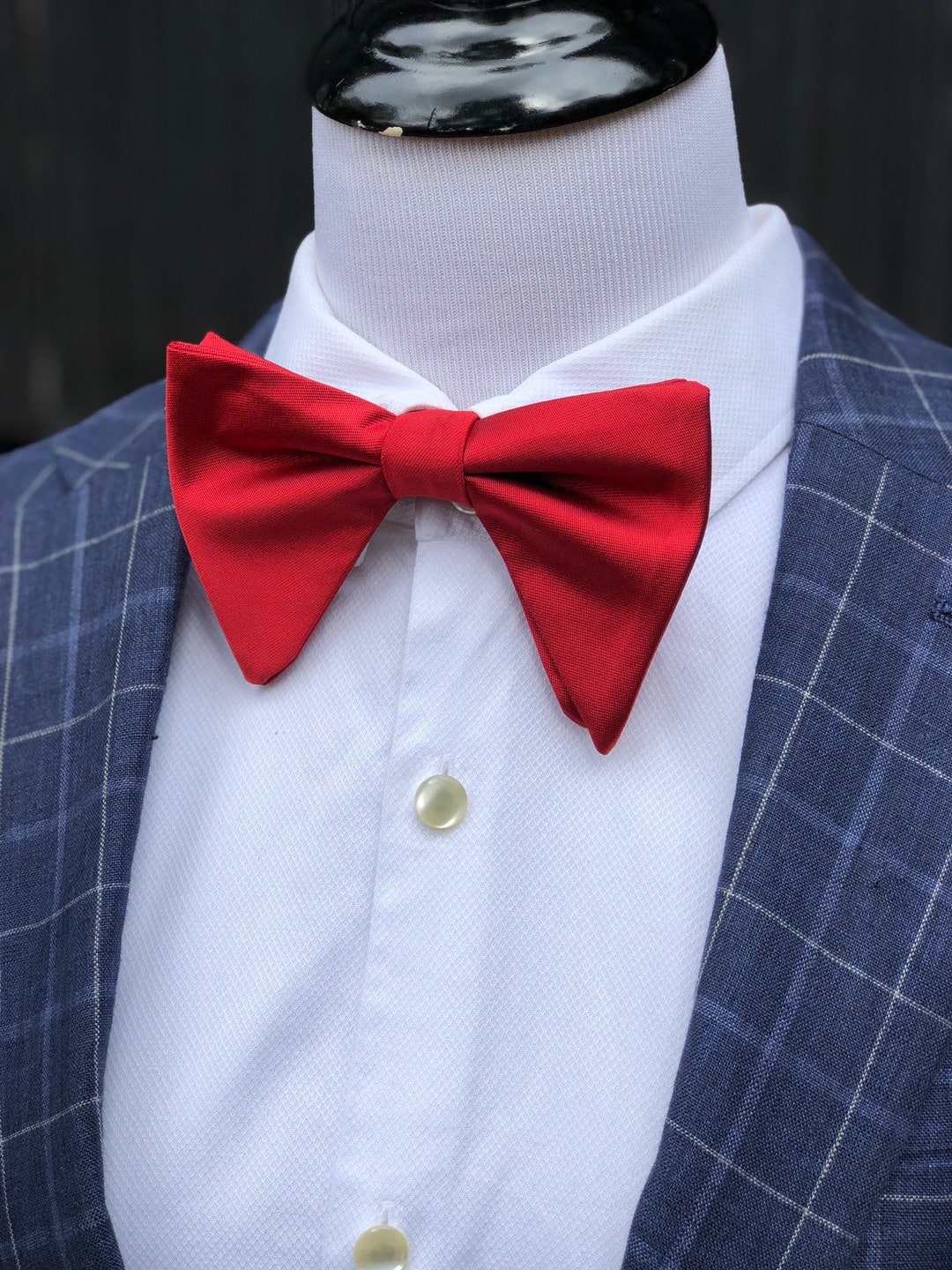 Mens Red Bow Tie Wedding Pre Tied Bow Tie Groomsman Oversized Etsy