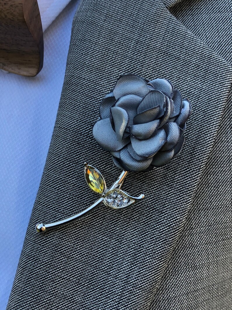 Rose Flower Gray Lapel Pin Enamel Pin Wedding Lapel Pin Etsy