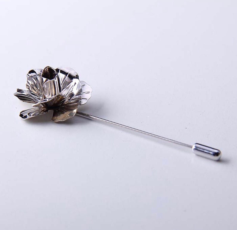 Silver Lapel Pin Enamel Pin Wedding Lapel Pin Flower Etsy