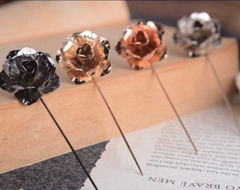 Lapel Pin Rose Flower, Enamel Pin, Wedding Lapel Pin Flower, Groomsmen Wedding Boutonniere Lapel Pin