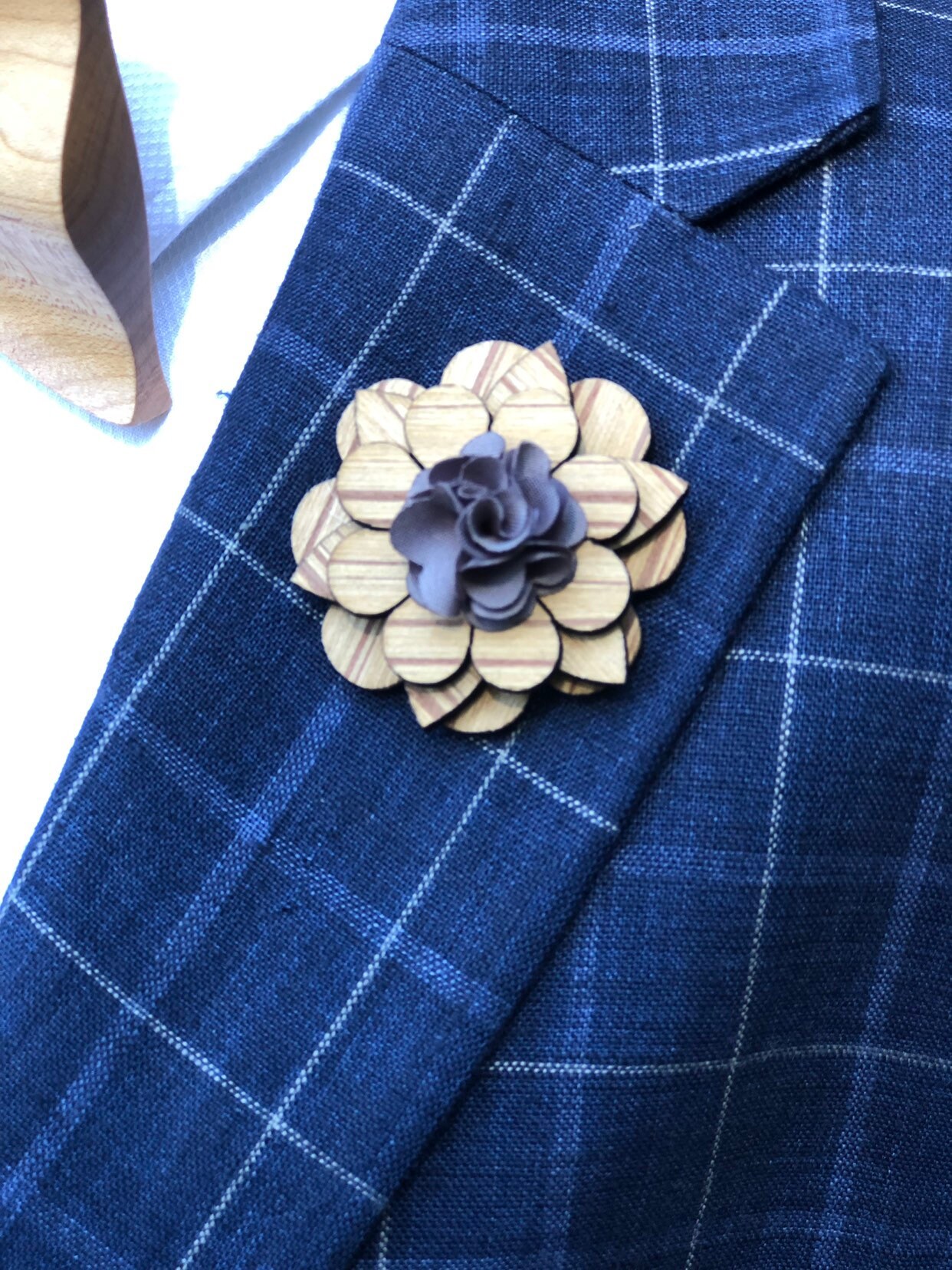 Wooden Flower Lapel Pin Enamel Pin Wood Wedding Lapel Pin Etsy