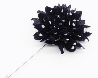 Black and white polka dots lapel flower pin