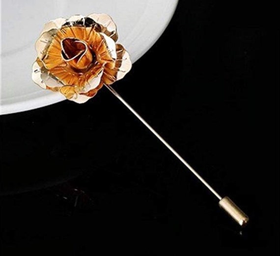 Rose Flower Lapel Pin Metal Gold, Rose Gold, Silver, Black Women Men Cloth Brooches  Pin Wedding Suit Accessories 