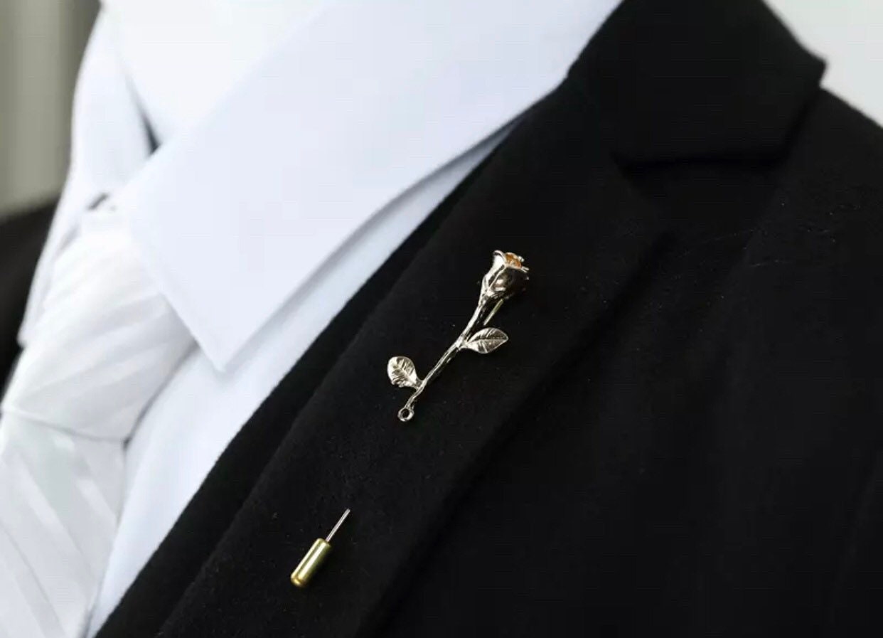 Gold Silver Lapel Pins Groomsmen Wedding Boutonniere Etsy Hong Kong