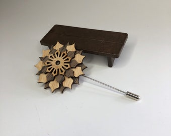 Wooden Flower Pin