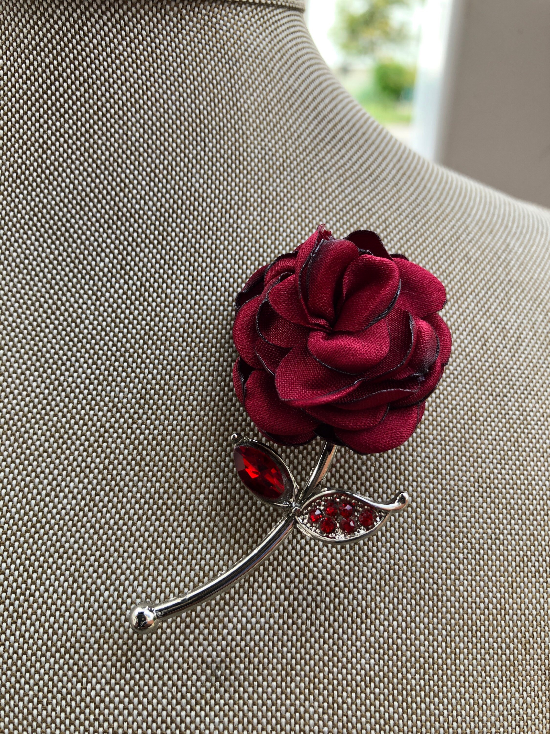 Red Flower Lapel Pin Blue Wedding Groomsmen Boutonniere Etsy