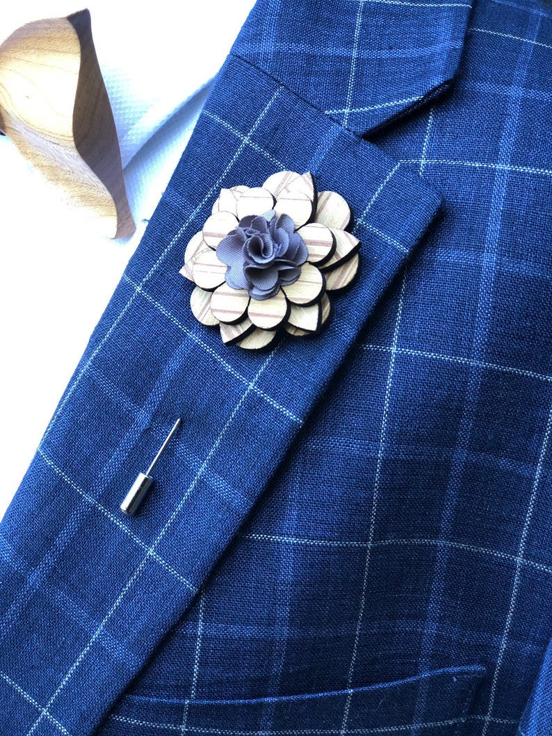Wooden Flower Lapel Pin Enamel Pin Wood Wedding Lapel Pin Etsy