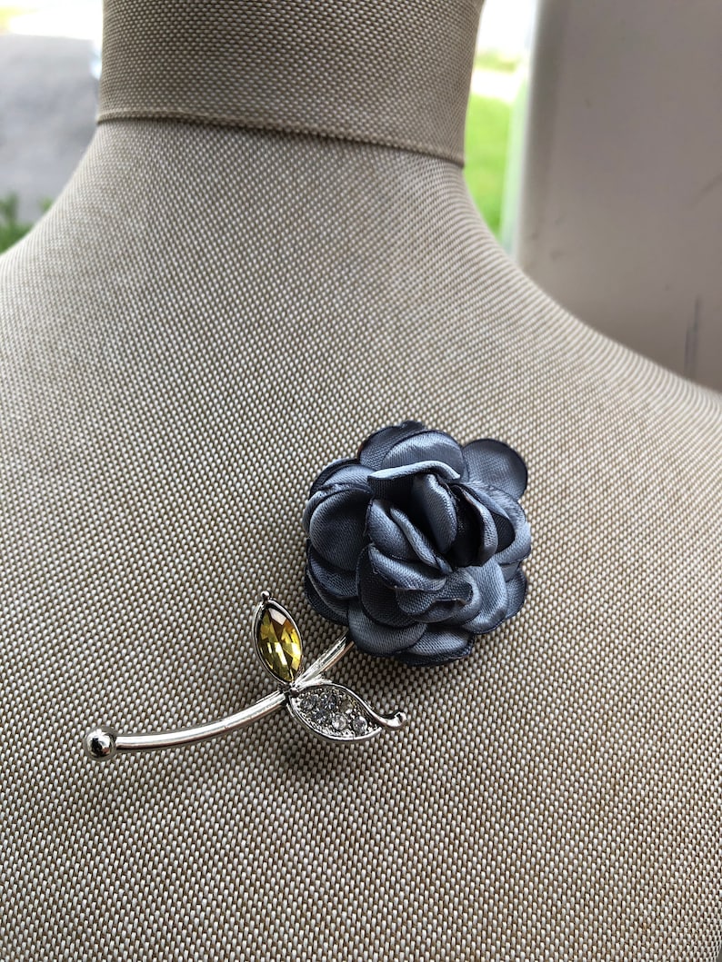 Gray Lapel Pin Enamel Pin Wedding Lapel Pin Flower Etsy
