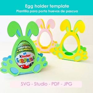 Porta huevos de pascua SVG imprimible pascua | SVG | Descarga inmediata | Bunny egg holder template, kinder egg holder template pascua eggs