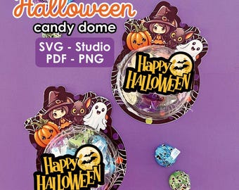 Printable halloween candy dome SVG , halloween candy holder, halloween candy svg, dulcero de halloween