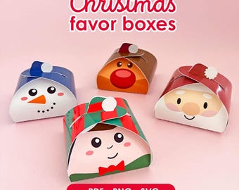 Printable Christmas Favor Boxes | Instant download | PDF - Png - SVG |  Holiday Treat Boxes Christmas favor gift ideas christmas gifts diy