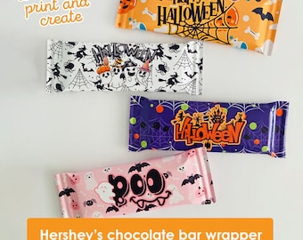 Printable Halloween Chocolate Wrappers, Halloween chocolates, Halloween wrappers