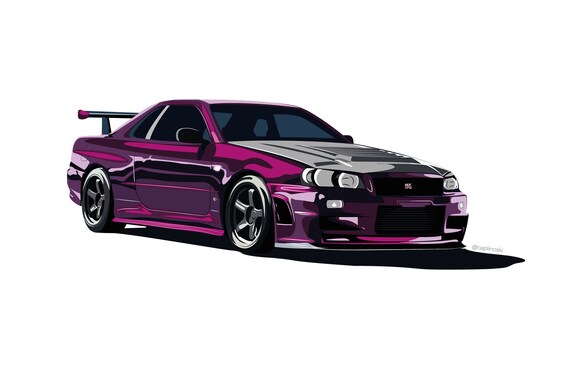 Nissan Skyline R34 Gtr Print Midnight Purple Etsy Ireland