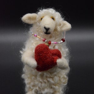 Sheep Love | Valentine Gift | Needle Felted Sheep | Cotswold Sheep Ornament | Collectible Holiday Series