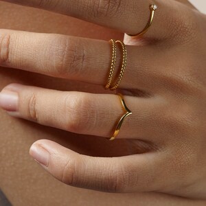 Stackable V Rings, V Ring Rose Gold, Delicate Rings, Skinny Ring, Knuckle Gold Rings, Silver Stacking Rings, Minimalist V Ring, Midi Rings